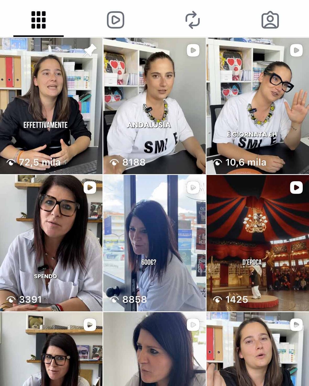 Feed Instagram di Lolly Viaggi dopo la gestione: reel con oltre 80.000 visualizzazioni
