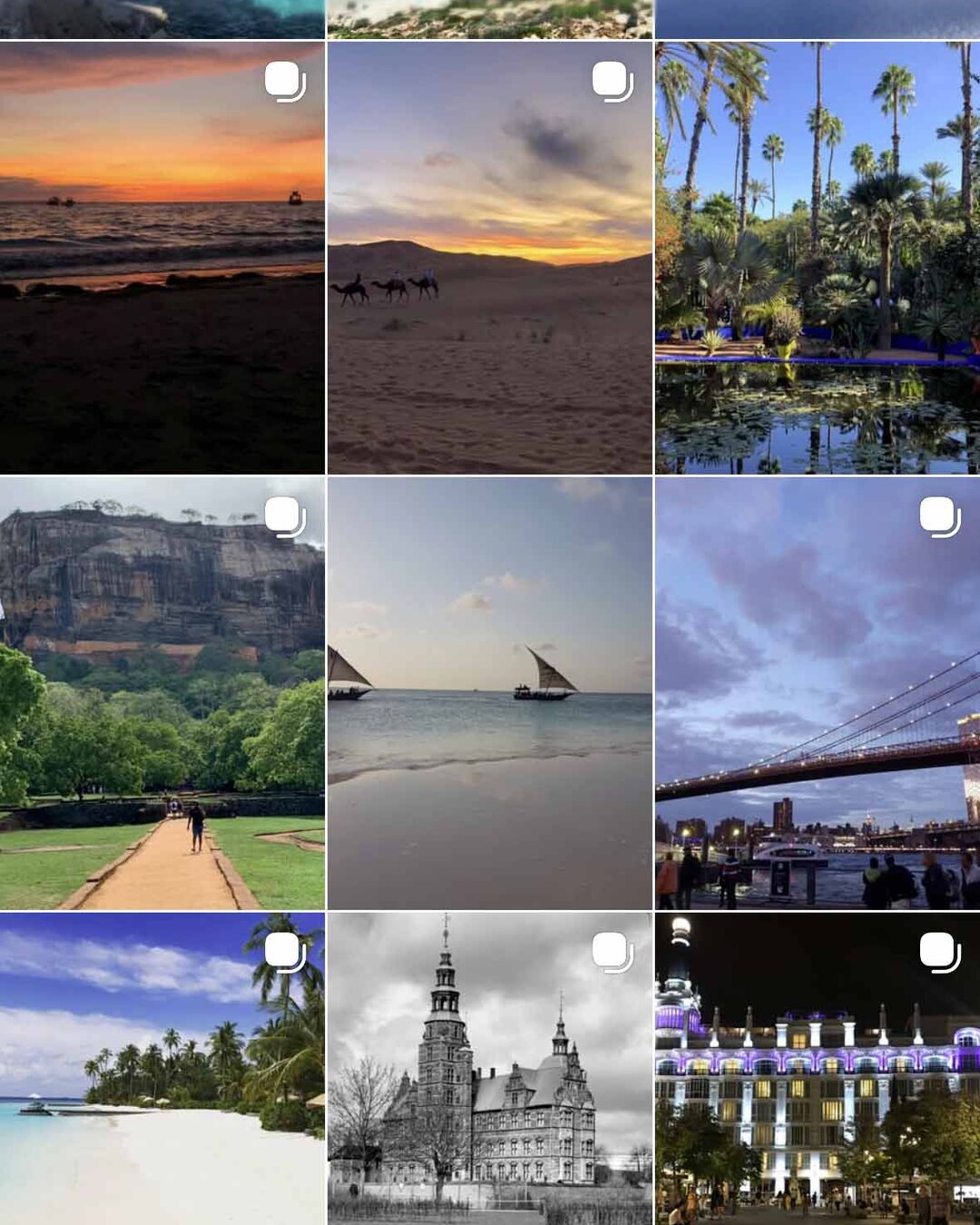 Feed Instagram di Lolly Viaggi prima della gestione strutturata: solo foto di viaggi, nessun reel